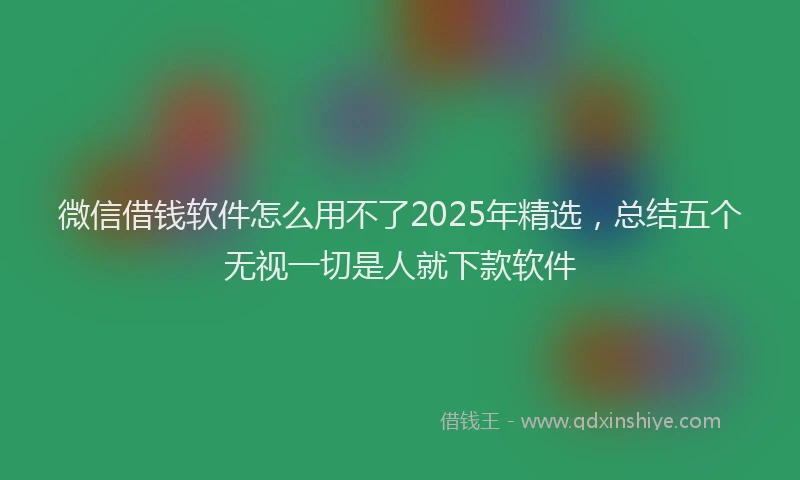 微信借钱软件怎么用不了2025年精选，总结五个无视一切是人就下款软件