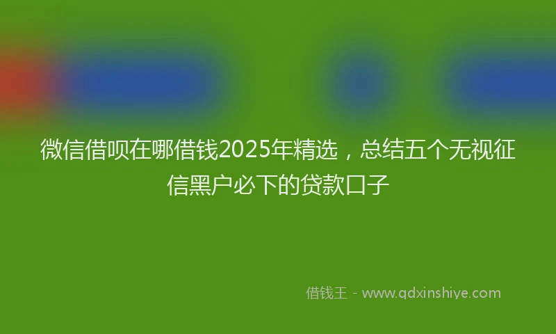 微信借呗在哪借钱2025年精选，总结五个无视征信黑户必下的贷款口子