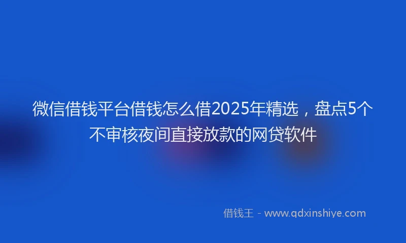 微信借钱平台借钱怎么借2025年精选，盘点5个不审核夜间直接放款的网贷软件