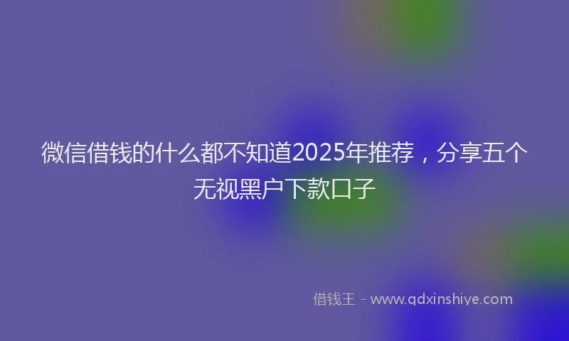 微信借钱的什么都不知道2025年推荐，分享五个无视黑户下款口子
