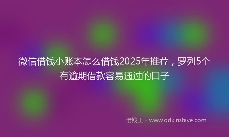 微信借钱小账本怎么借钱2025年推荐，罗列5个有逾期借款容易通过的口子