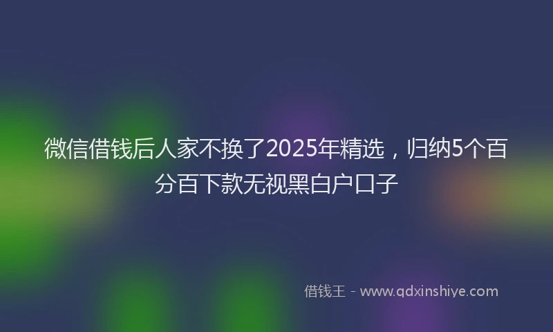 微信借钱后人家不换了2025年精选，归纳5个百分百下款无视黑白户口子