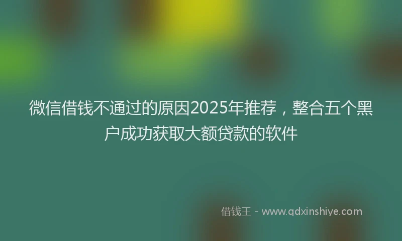 微信借钱不通过的原因2025年推荐，整合五个黑户成功获取大额贷款的软件