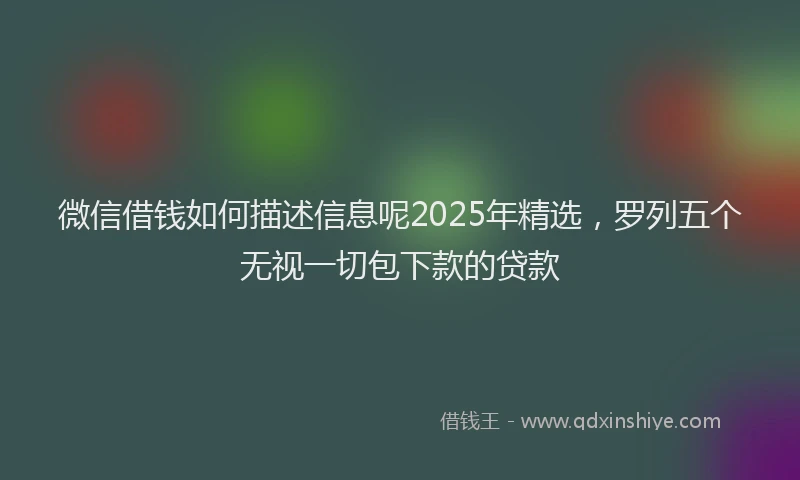 微信借钱如何描述信息呢2025年精选，罗列五个无视一切包下款的贷款
