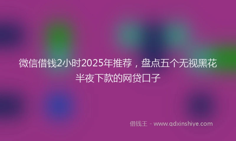 微信借钱2小时2025年推荐，盘点五个无视黑花半夜下款的网贷口子