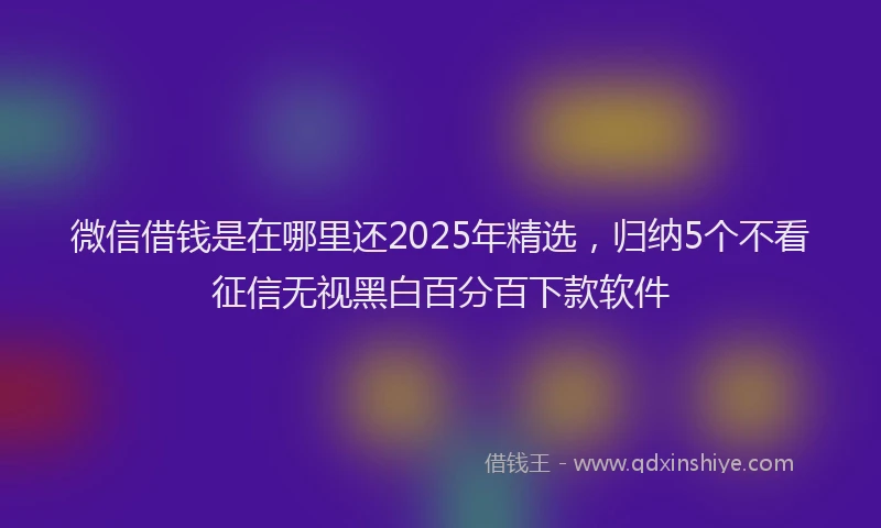 微信借钱是在哪里还2025年精选，归纳5个不看征信无视黑白百分百下款软件