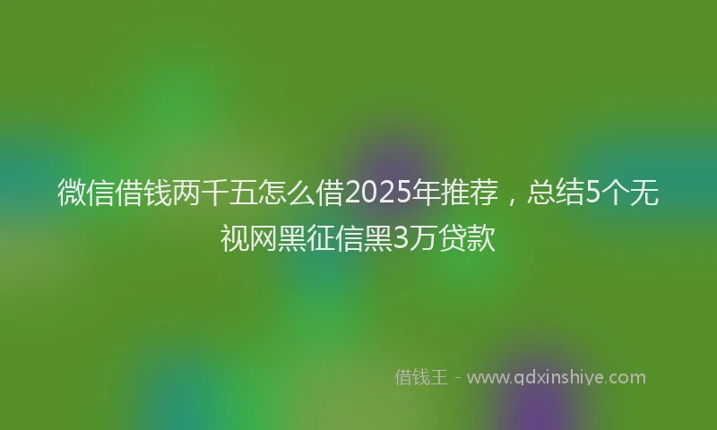 微信借钱两千五怎么借2025年推荐，总结5个无视网黑征信黑3万贷款