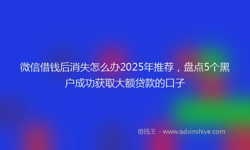 微信借钱后消失怎么办2025年推荐，盘点5个黑户成功获取大额贷款的口子