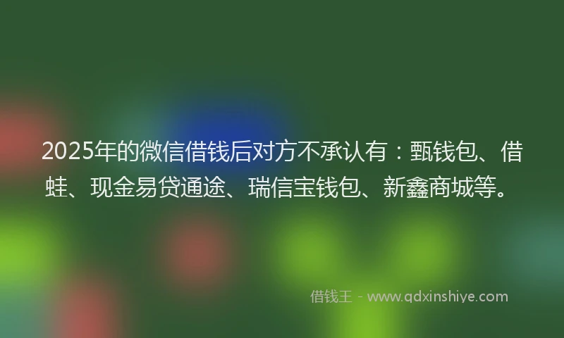 2025年的微信借钱后对方不承认有：甄钱包、借蛙、现金易贷通途、瑞信宝钱包、新鑫商城等。