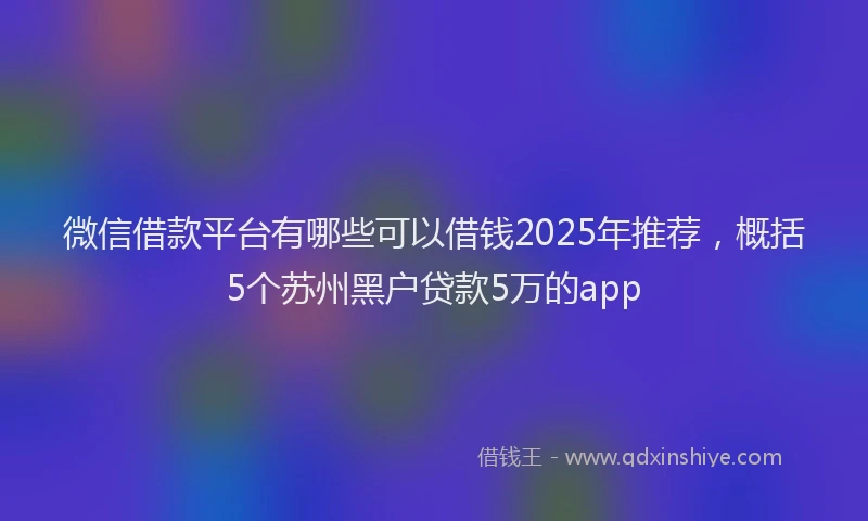 微信借款平台有哪些可以借钱2025年推荐，概括5个苏州黑户贷款5万的app