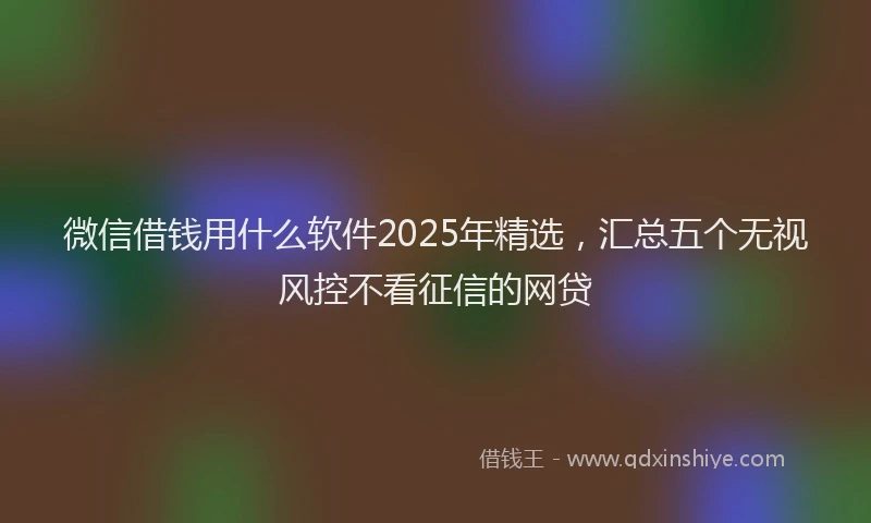 微信借钱用什么软件2025年精选，汇总五个无视风控不看征信的网贷