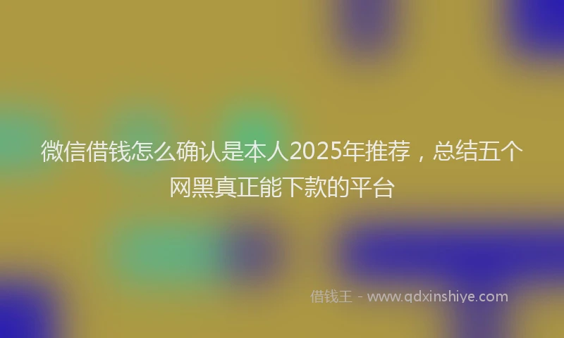 微信借钱怎么确认是本人2025年推荐，总结五个网黑真正能下款的平台