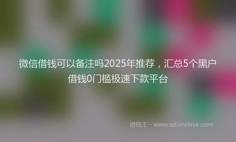 微信借钱可以备注吗2025年推荐，汇总5个黑户借钱0门槛极速下款平台