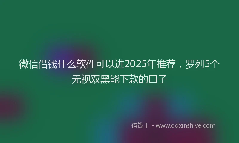 微信借钱什么软件可以进2025年推荐，罗列5个无视双黑能下款的口子