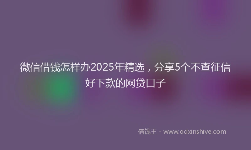 微信借钱怎样办2025年精选，分享5个不查征信好下款的网贷口子