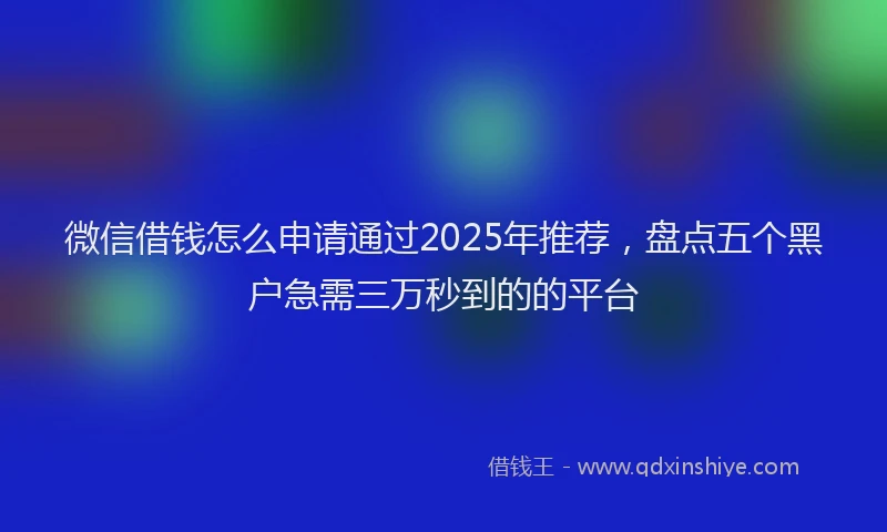 微信借钱怎么申请通过2025年推荐，盘点五个黑户急需三万秒到的的平台