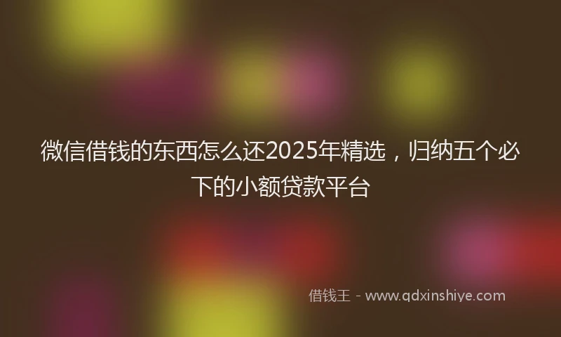 微信借钱的东西怎么还2025年精选，归纳五个必下的小额贷款平台