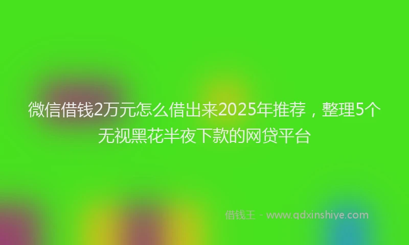 微信借钱2万元怎么借出来2025年推荐，整理5个无视黑花半夜下款的网贷平台