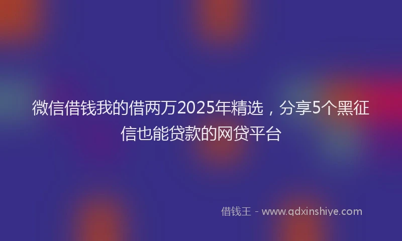 微信借钱我的借两万2025年精选，分享5个黑征信也能贷款的网贷平台