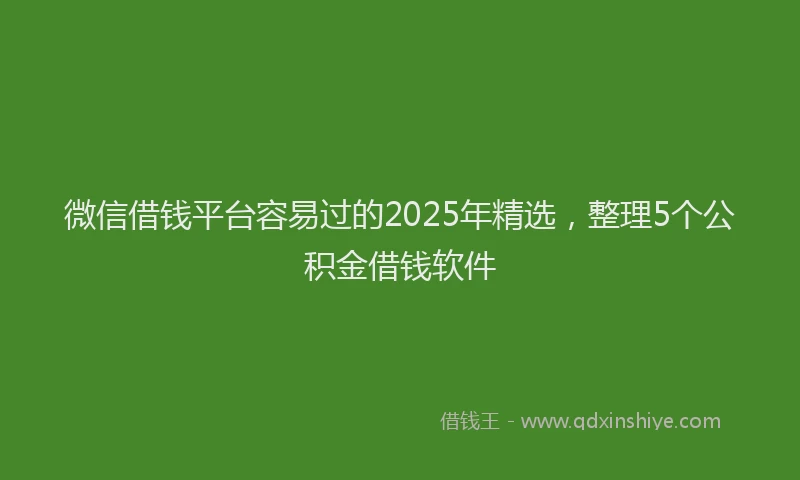 微信借钱平台容易过的2025年精选，整理5个公积金借钱软件