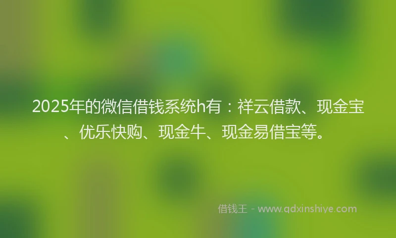 2025年的微信借钱系统h有：祥云借款、现金宝、优乐快购、现金牛、现金易借宝等。