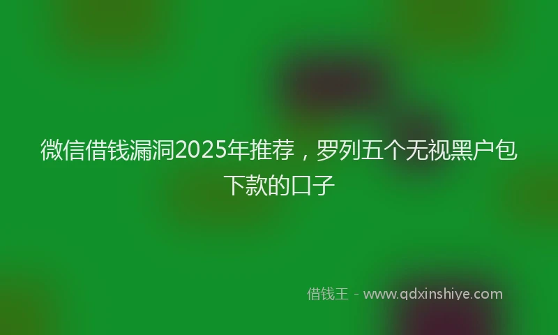 微信借钱漏洞2025年推荐，罗列五个无视黑户包下款的口子