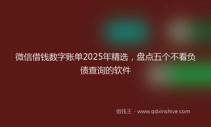 微信借钱数字账单2025年精选，盘点五个不看负债查询的软件