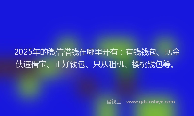 2025年的微信借钱在哪里开有：有钱钱包、现金侠速借宝、正好钱包、只从租机、樱桃钱包等。