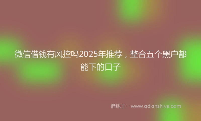 微信借钱有风控吗2025年推荐，整合五个黑户都能下的口子