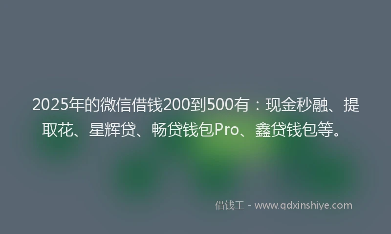 2025年的微信借钱200到500有：现金秒融、提取花、星辉贷、畅贷钱包Pro、鑫贷钱包等。