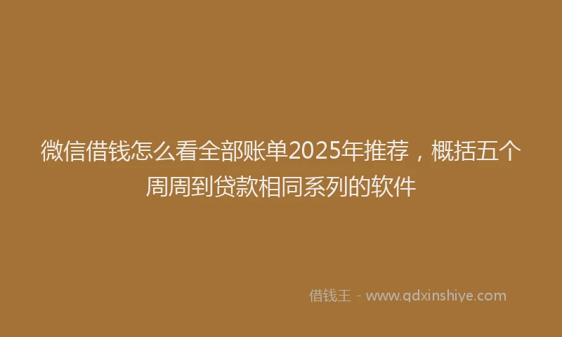 微信借钱怎么看全部账单2025年推荐，概括五个周周到贷款相同系列的软件