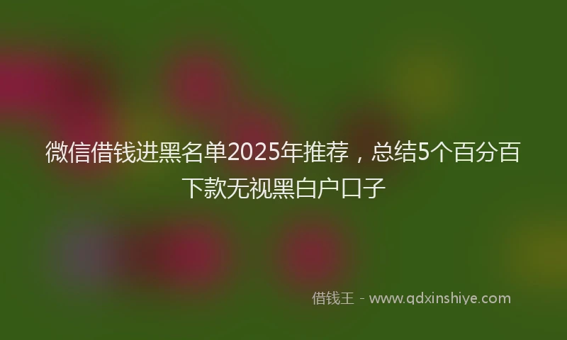 微信借钱进黑名单2025年推荐，总结5个百分百下款无视黑白户口子
