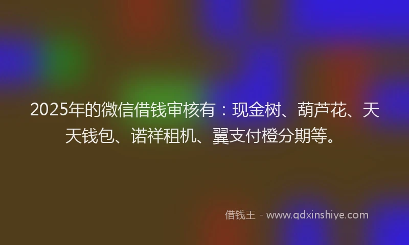 2025年的微信借钱审核有：现金树、葫芦花、天天钱包、诺祥租机、翼支付橙分期等。