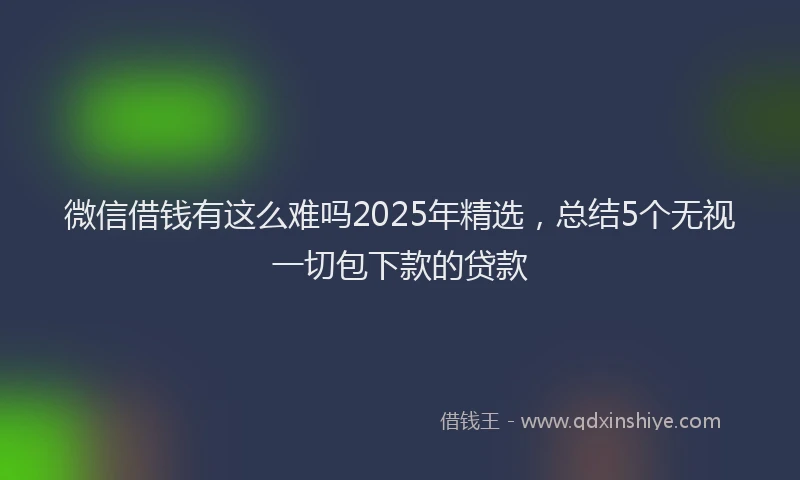 微信借钱有这么难吗2025年精选，总结5个无视一切包下款的贷款