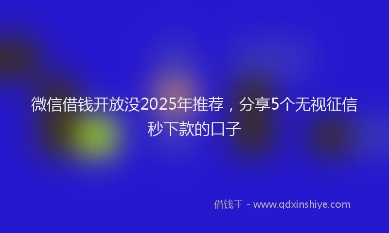 微信借钱开放没2025年推荐，分享5个无视征信秒下款的口子