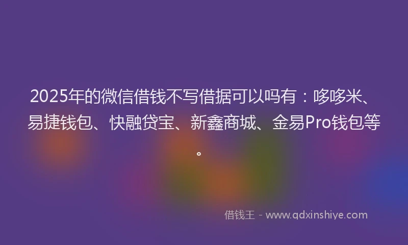 2025年的微信借钱不写借据可以吗有：哆哆米、易捷钱包、快融贷宝、新鑫商城、金易Pro钱包等。