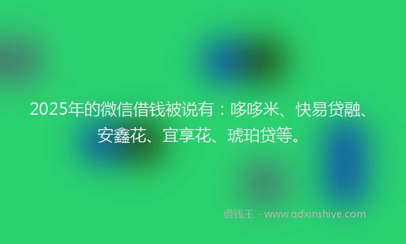 2025年的微信借钱被说有：哆哆米、快易贷融、安鑫花、宜享花、琥珀贷等。