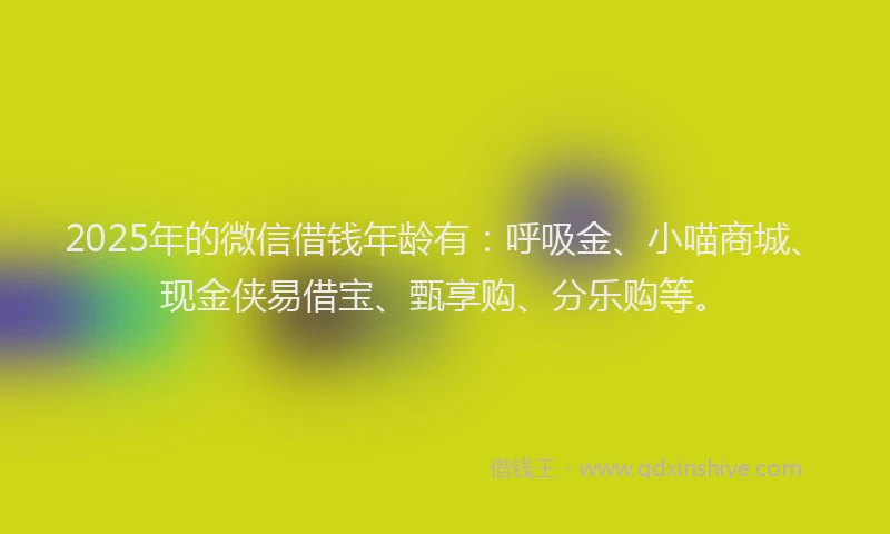 2025年的微信借钱年龄有：呼吸金、小喵商城、现金侠易借宝、甄享购、分乐购等。