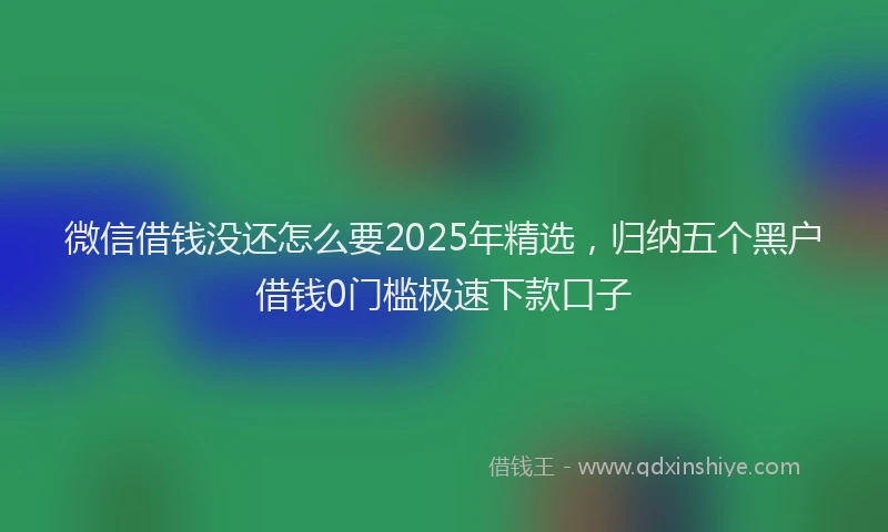 微信借钱没还怎么要2025年精选，归纳五个黑户借钱0门槛极速下款口子