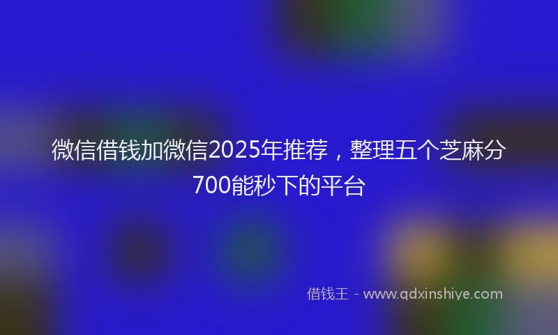 微信借钱加微信2025年推荐，整理五个芝麻分700能秒下的平台