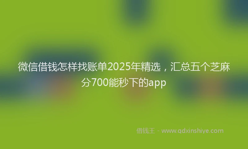 微信借钱怎样找账单2025年精选，汇总五个芝麻分700能秒下的app