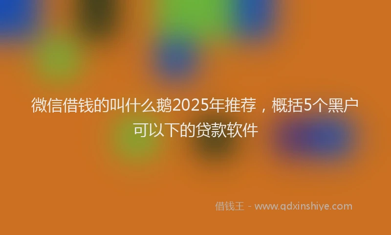 微信借钱的叫什么鹅2025年推荐，概括5个黑户可以下的贷款软件