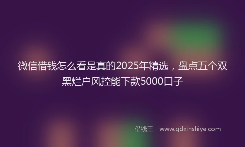 微信借钱怎么看是真的2025年精选，盘点五个双黑烂户风控能下款5000口子
