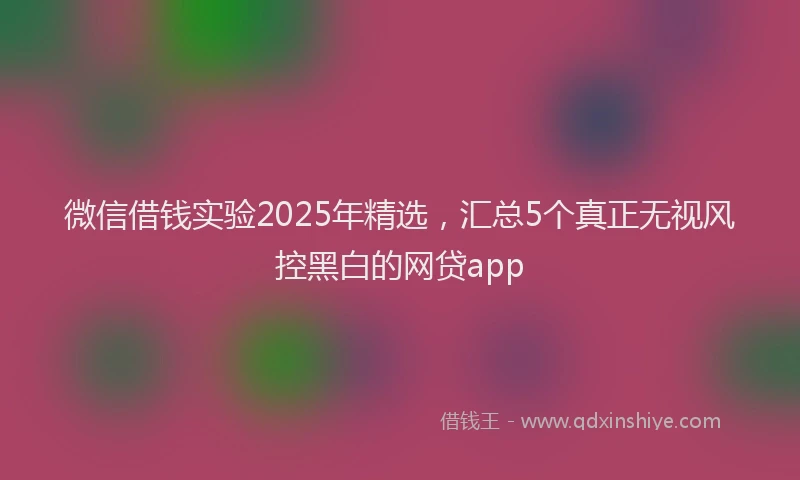 微信借钱实验2025年精选，汇总5个真正无视风控黑白的网贷app