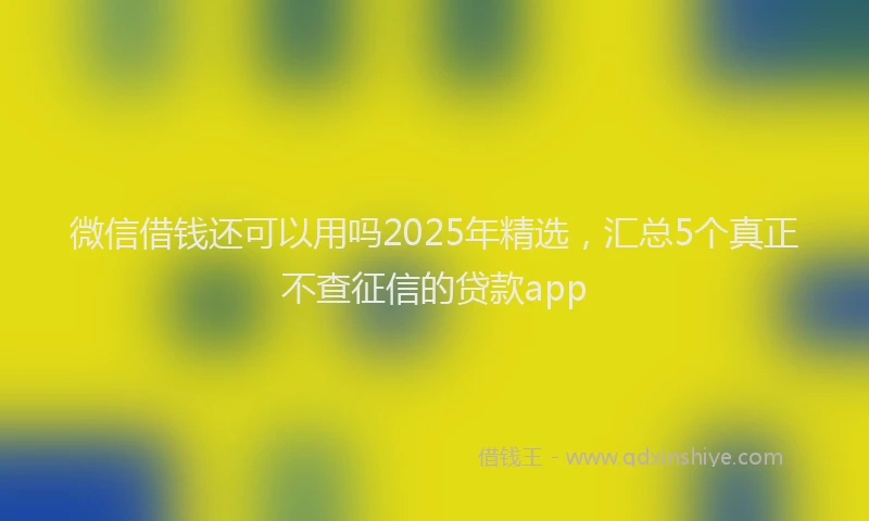 微信借钱还可以用吗2025年精选，汇总5个真正不查征信的贷款app