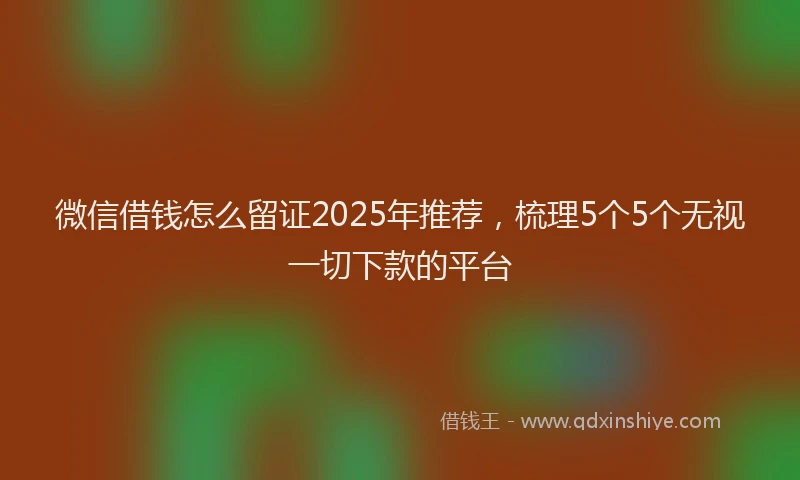 微信借钱怎么留证2025年推荐，梳理5个5个无视一切下款的平台