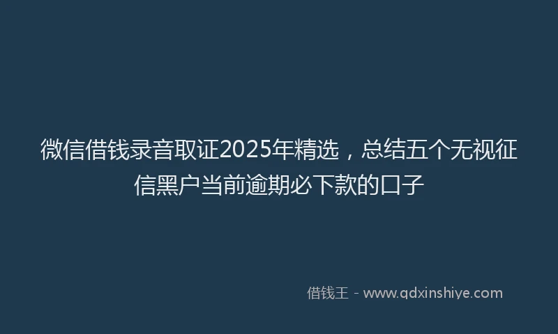 微信借钱录音取证2025年精选，总结五个无视征信黑户当前逾期必下款的口子