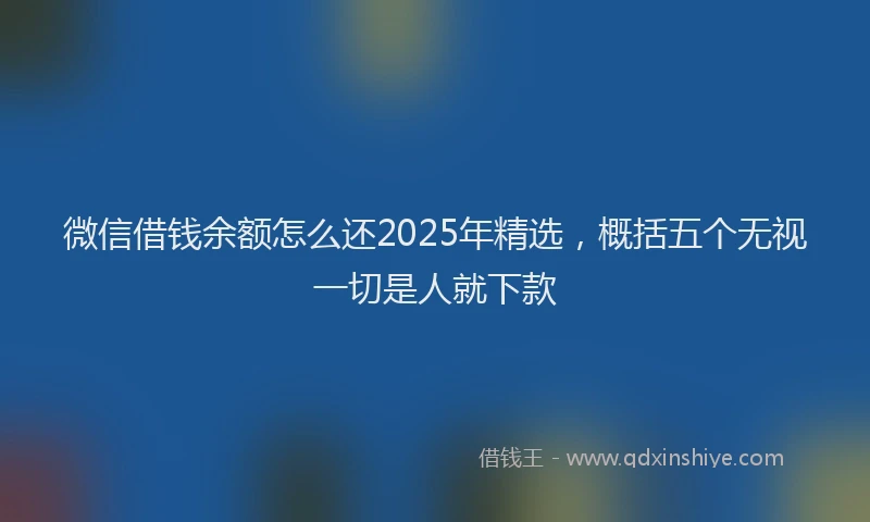 微信借钱余额怎么还2025年精选，概括五个无视一切是人就下款