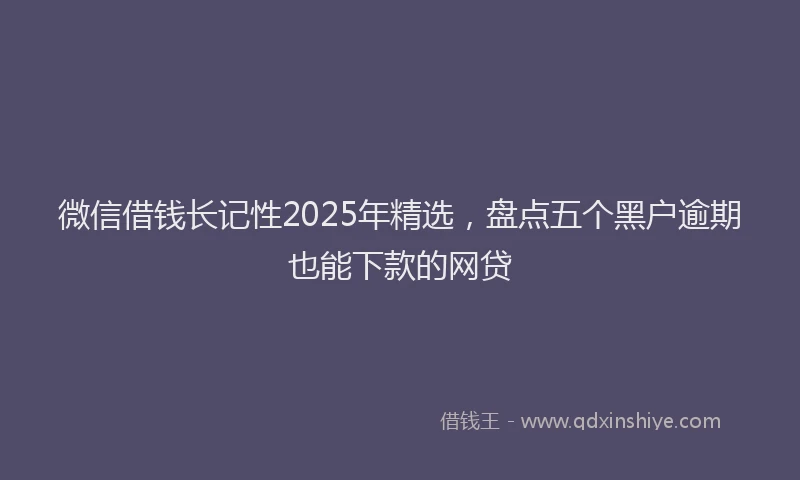 微信借钱长记性2025年精选，盘点五个黑户逾期也能下款的网贷