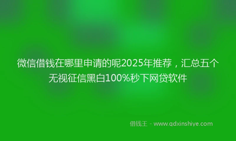 微信借钱在哪里申请的呢2025年推荐，汇总五个无视征信黑白100%秒下网贷软件